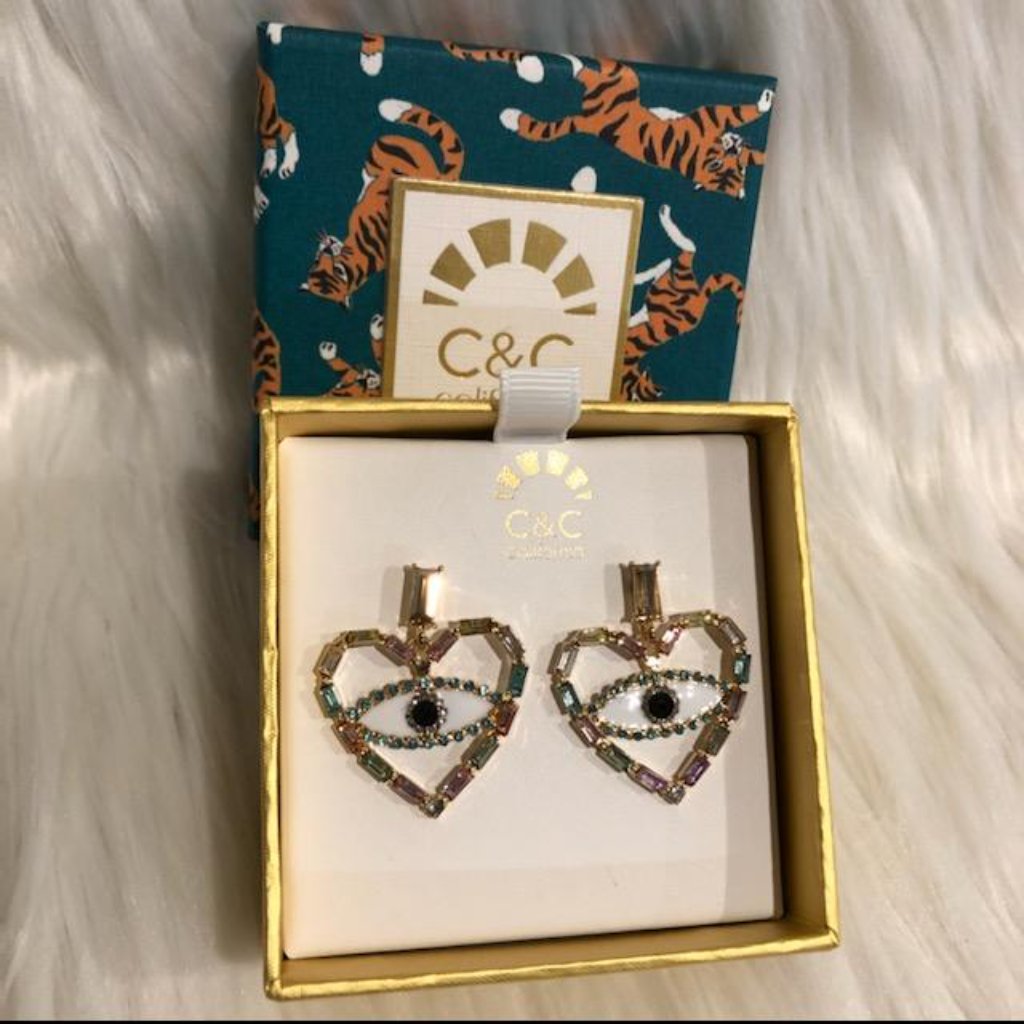 C&C California Heart Evil Eye Earrings
